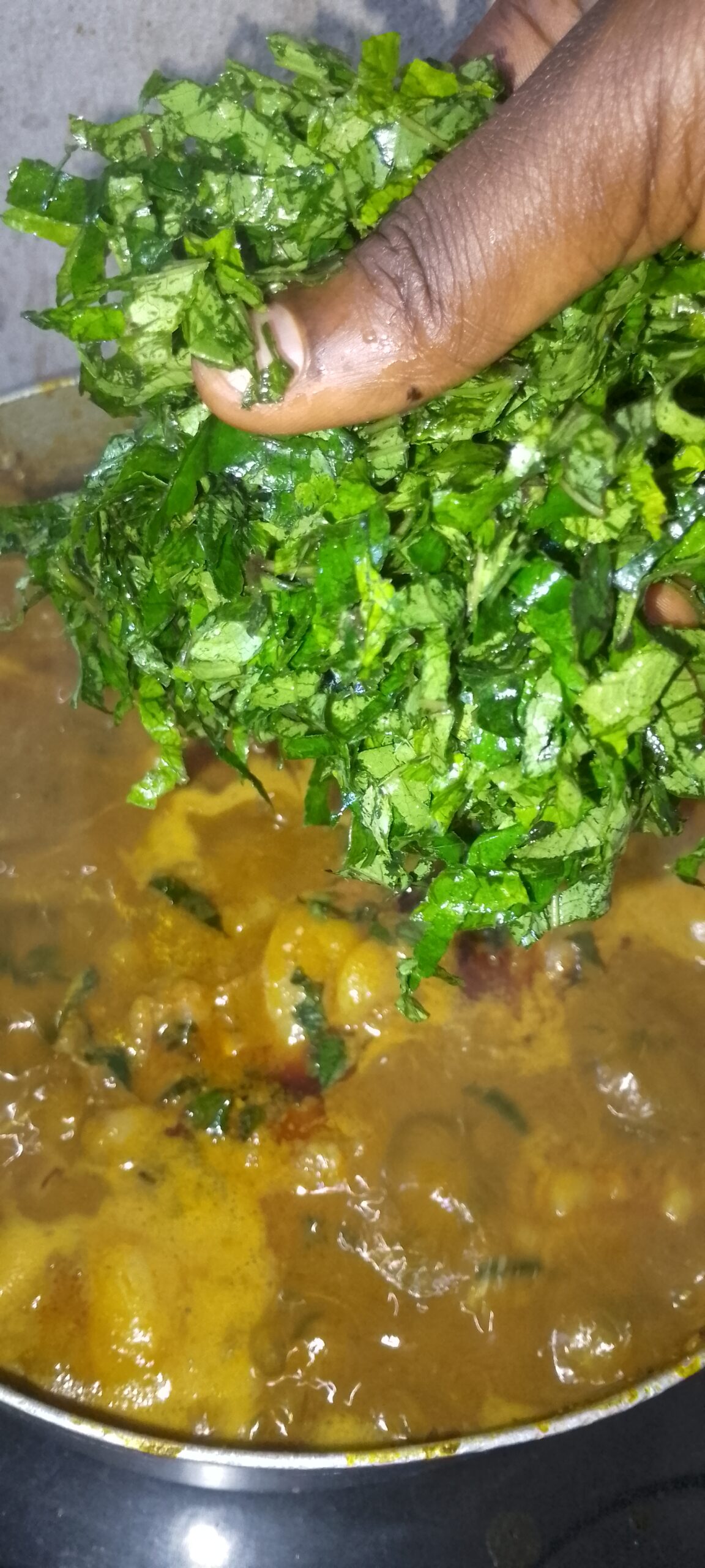 adding-vegetable-to-our-pot-of-ofe-akwu